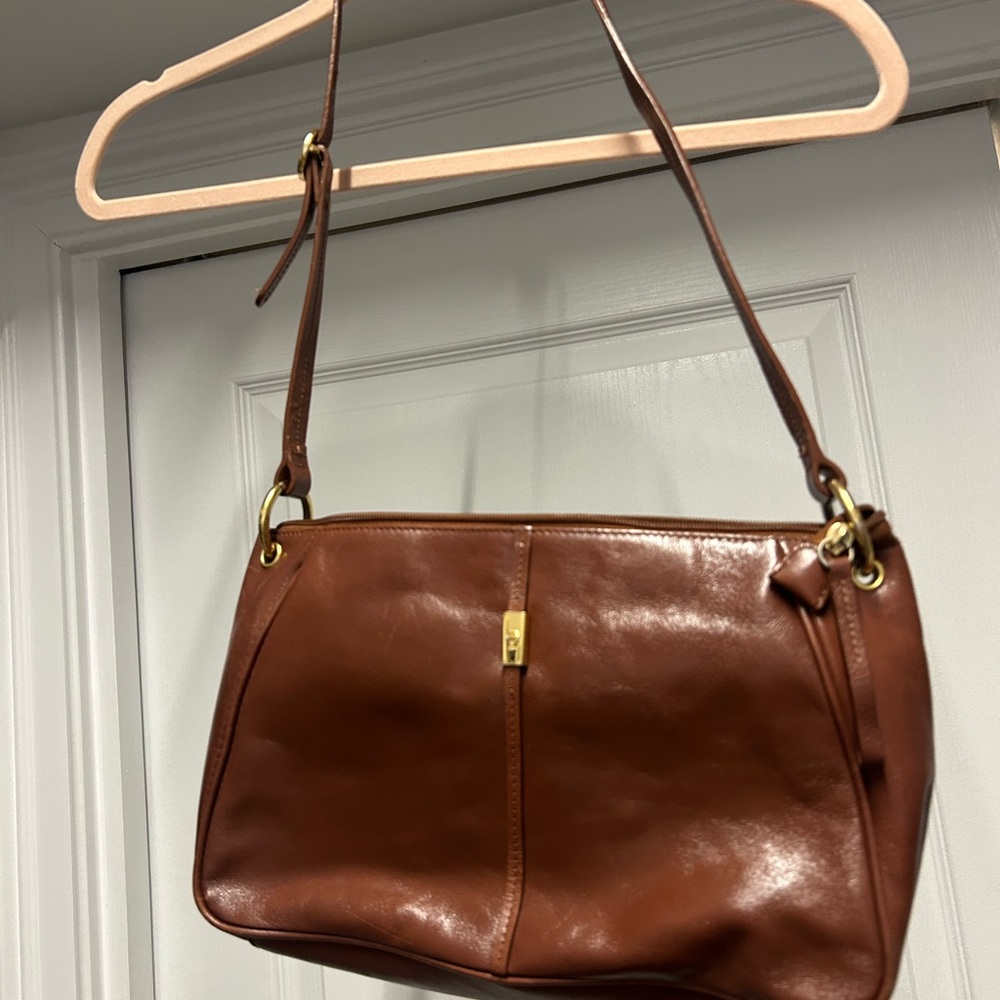 Etienne Aigner Chestnut Leather Shoulder Bag